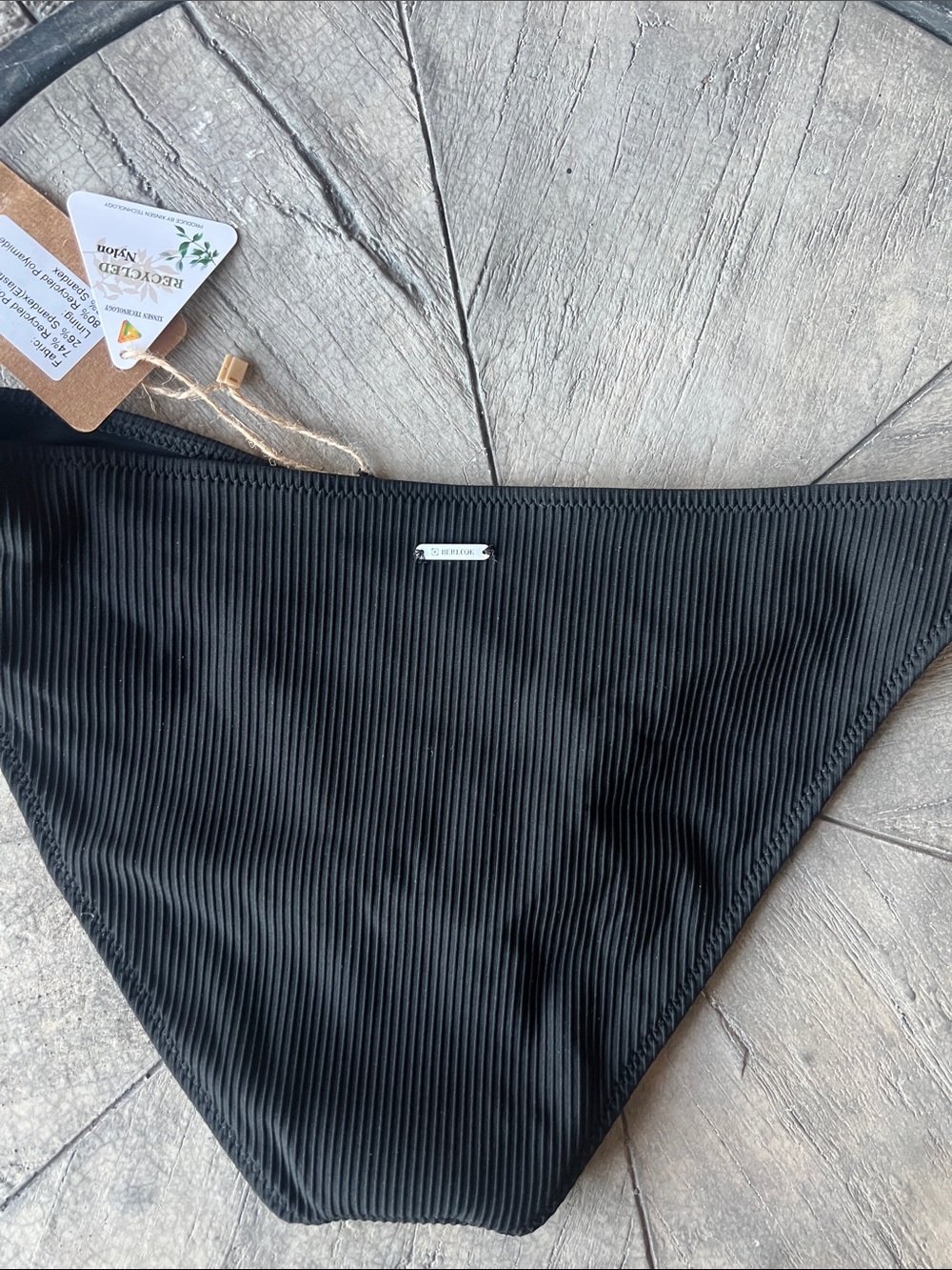 Black Ribbed Bikini Bottom - Women Swim medium B35 - Picture 4 of 6